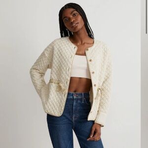 Madewell Quilted Collarless Jacket in Daisy Blooms
